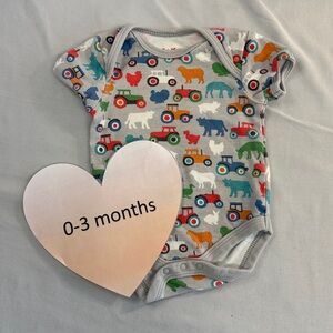 Cath Kidston - 0-3M - Colourful Animal and Tractor Print Baby Onesie shirt